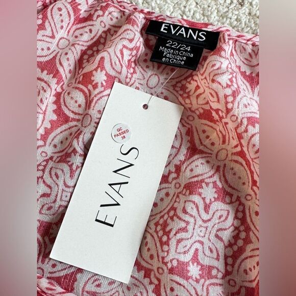 Evans Top Womens Plus Size 22/24 peasant Medallion Border Boho Tunic Tassels New - Picture 14 of 14